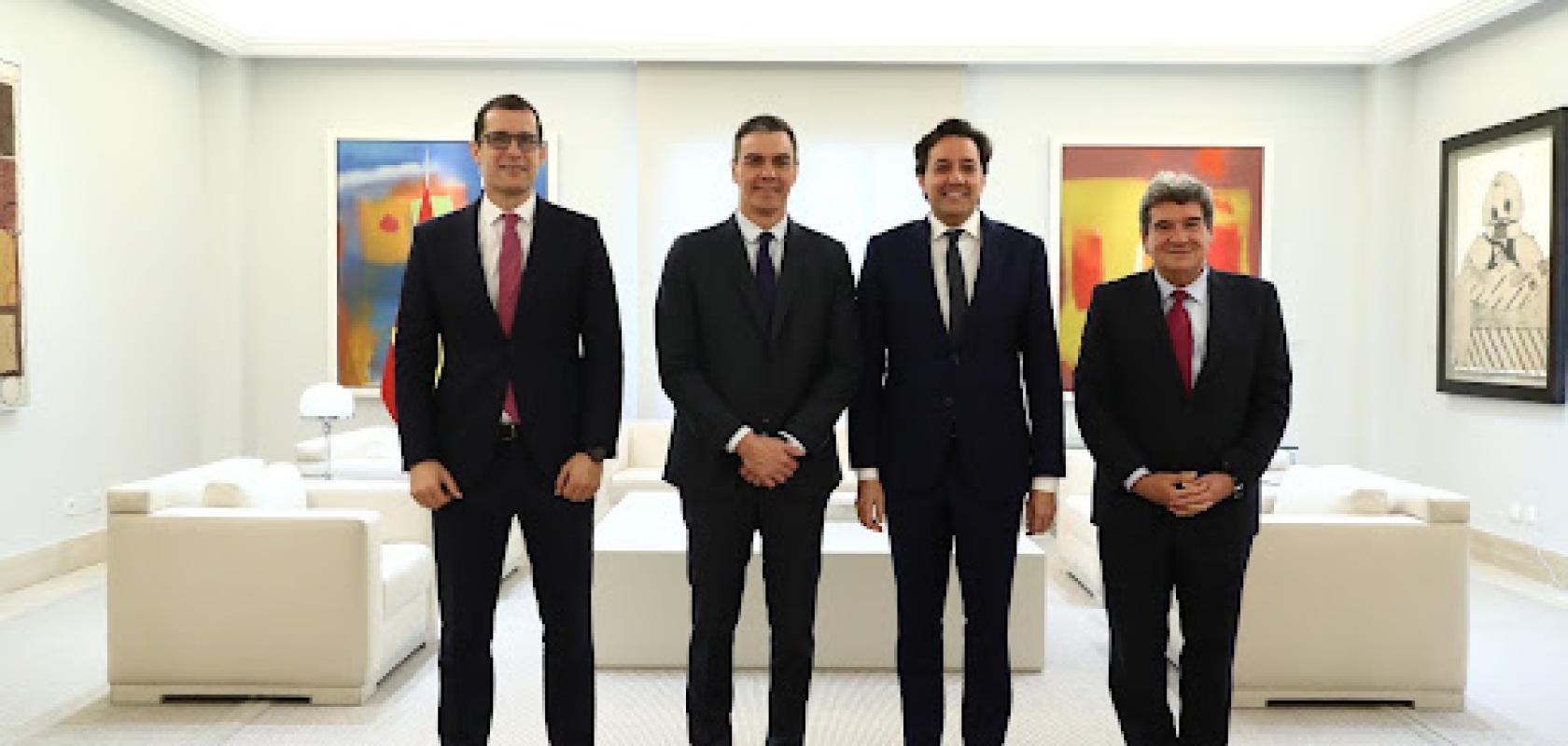 From left to right, Horacio Morell, General Manager IBM Spain, Portugal, Greece and Israel; Pedro Sánchez, Prime Minister of Spain; Darío Gil, IBM Senior Vice President and Director of IBM Research; and José Luis Escrivá, Minister for Digital Transformation and Public Function of Spain, at La Moncloa Palace in Madrid, headquarters of the Presidency of the Government of Spain.