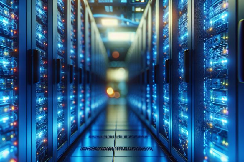 Supercomputer server racks 