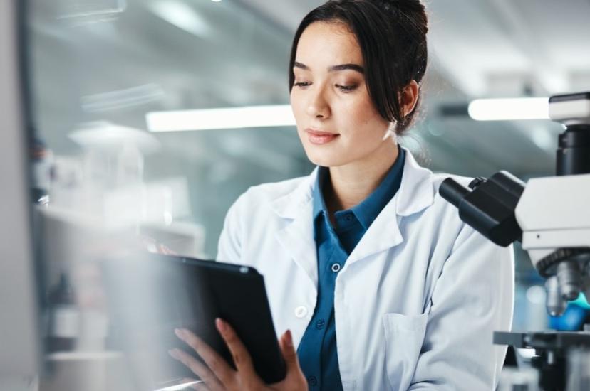 A woman working in a laboratory.