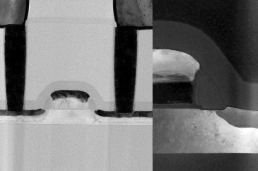 TEM cross section of 600°C RF switch processed on standard TR commercial wafer
