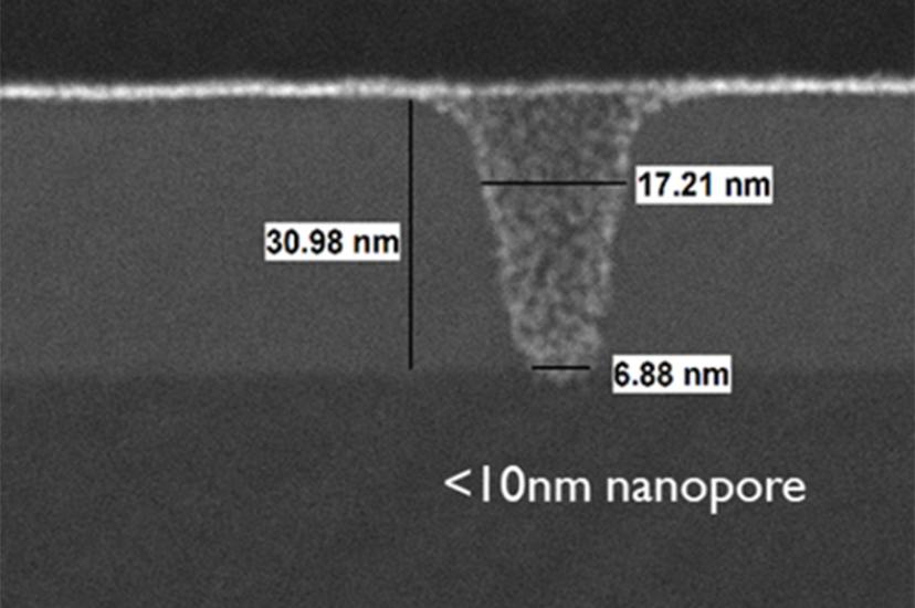 Cross sectional tem of the fabricated solid state nanopore