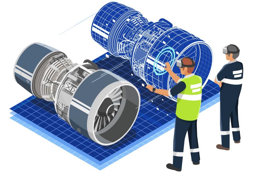 Engineers using virtual twin