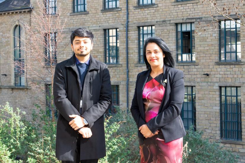 University of Huddersfield PhD Researcher Dhruv Patel with lead PhD Supervisor Dr Anju Johnson