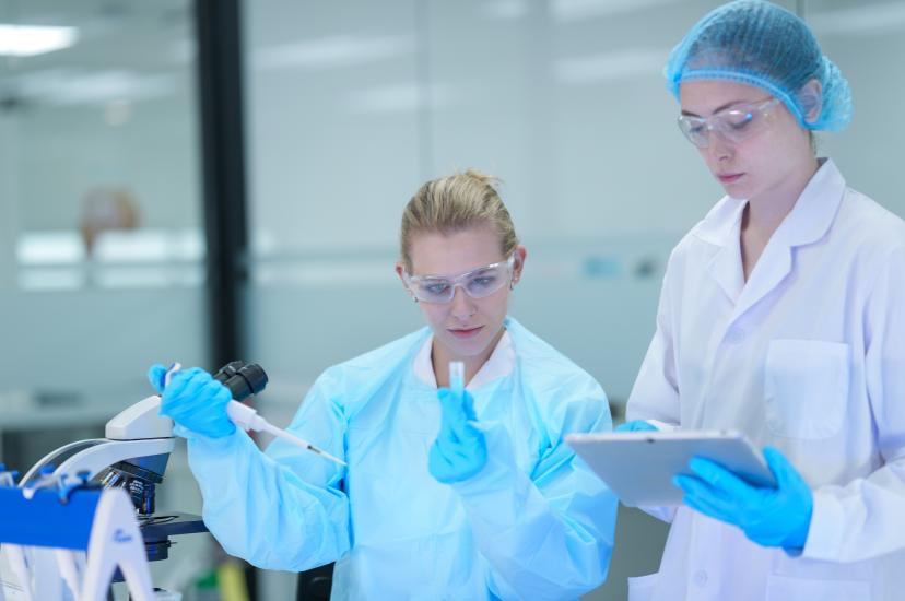 In a bio manufacturing facility, scientists develop a personalized mRNA vaccine