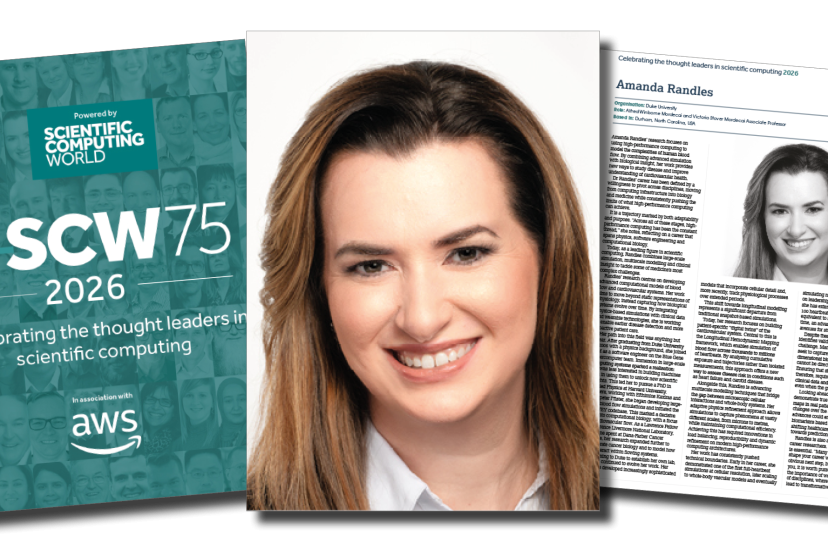 A headshot of Amanda Randles with the SCW75 profile next to it