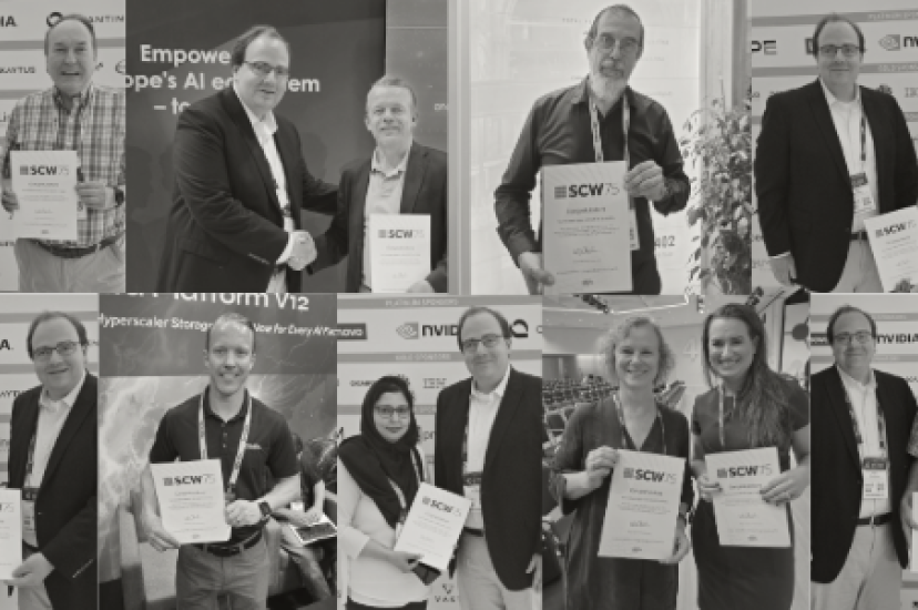Collage of SCW75 honourees receiving their certificates at ISC High Performance 2026, celebrating achievements in high-performance computing, AI and scientific research.
