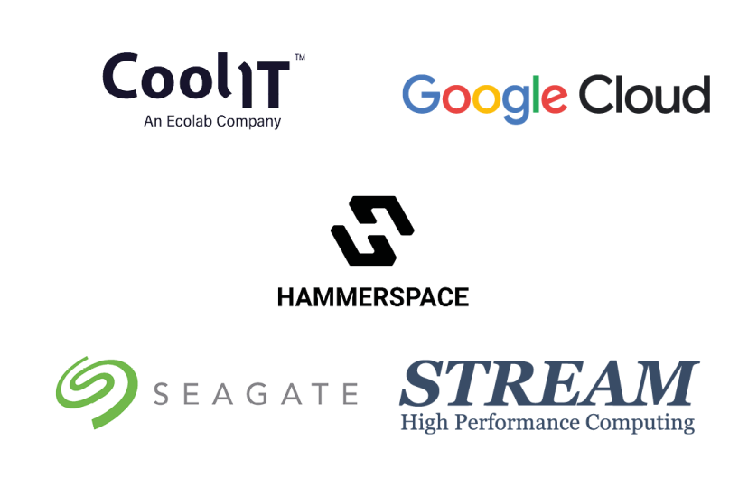 The sponsor logos of HPC Breakthroughs 2027 -- COoolIT Systems, Google Cloud, Hammerspace, Seagate and Stream HPC