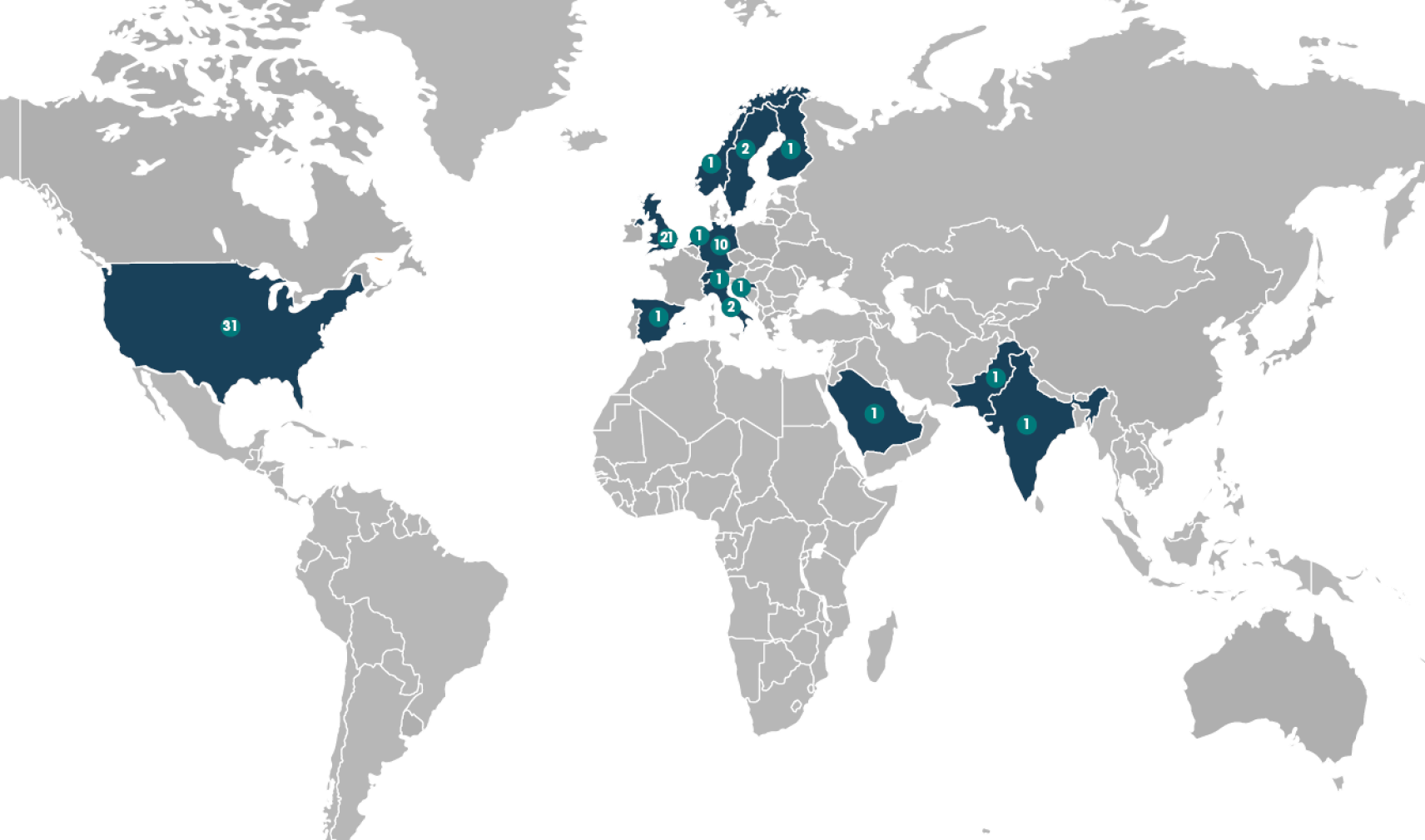 A map of where the 2026 Scientific Computing World 75 are based