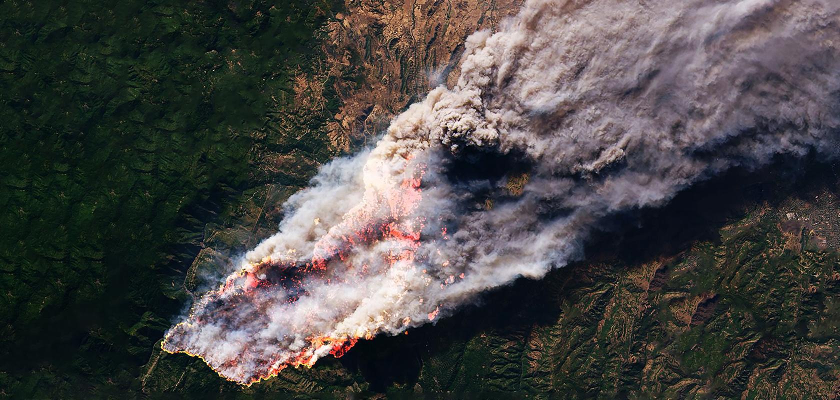 forest fire viewed from space
