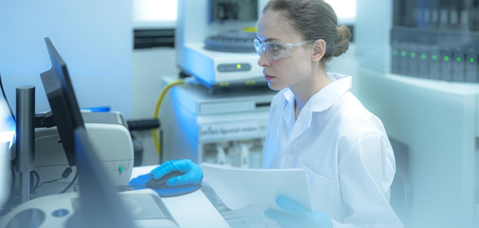 A woman working in a laboratory.