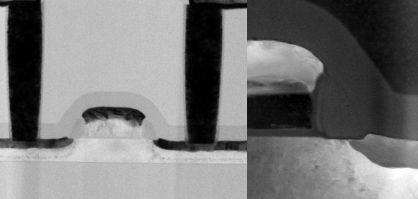 TEM cross section of 600°C RF switch processed on standard TR commercial wafer