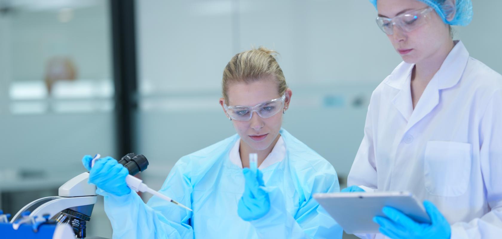 In a bio manufacturing facility, scientists develop a personalized mRNA vaccine