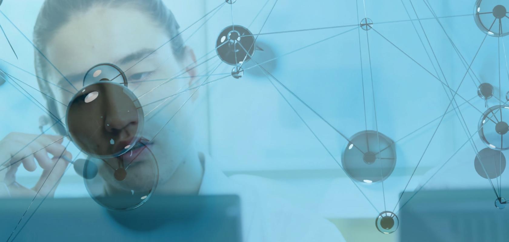 A scientist examines visual data