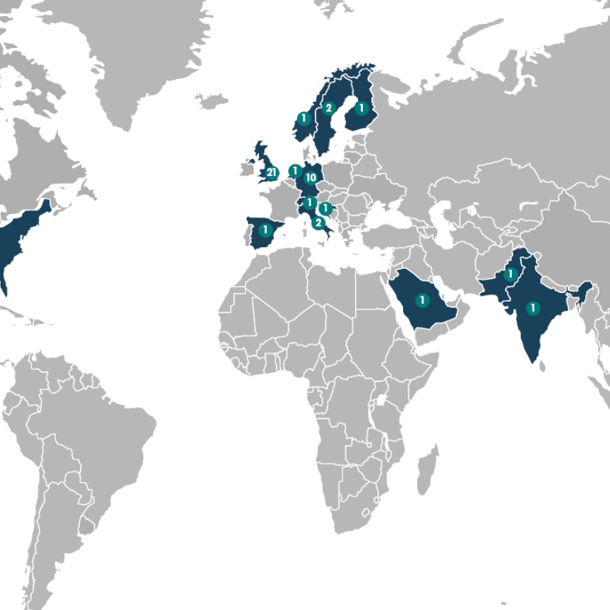 A map of where the 2026 Scientific Computing World 75 are based